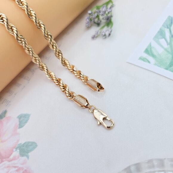 Twisted Rope Design Rose Gold Necklace in 60cm for Elegant Look, XPNL0069 - Picture 7 of 12